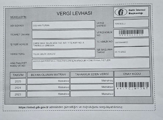 Yetki/Vergi Belgesi